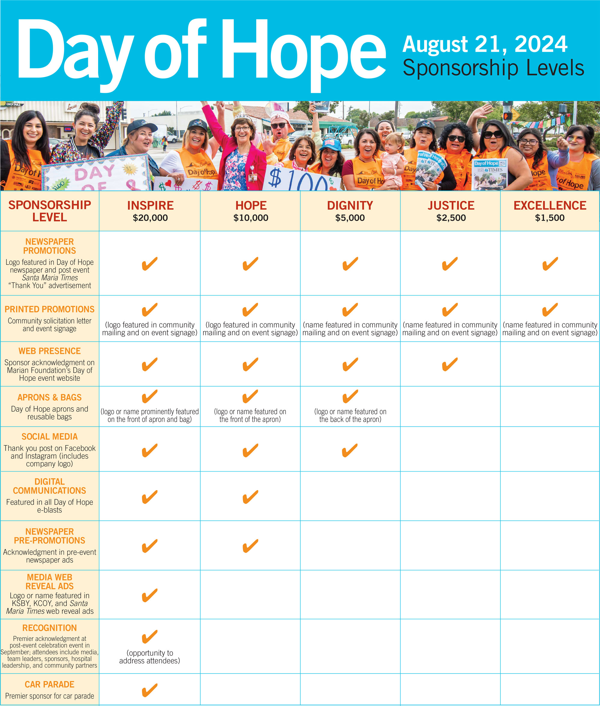 Day of Hope 2024 Sponsorship Levels